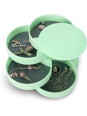 Small Jewelry Organizer - 4-Layer Rotating Travel Storage Box for Earrings